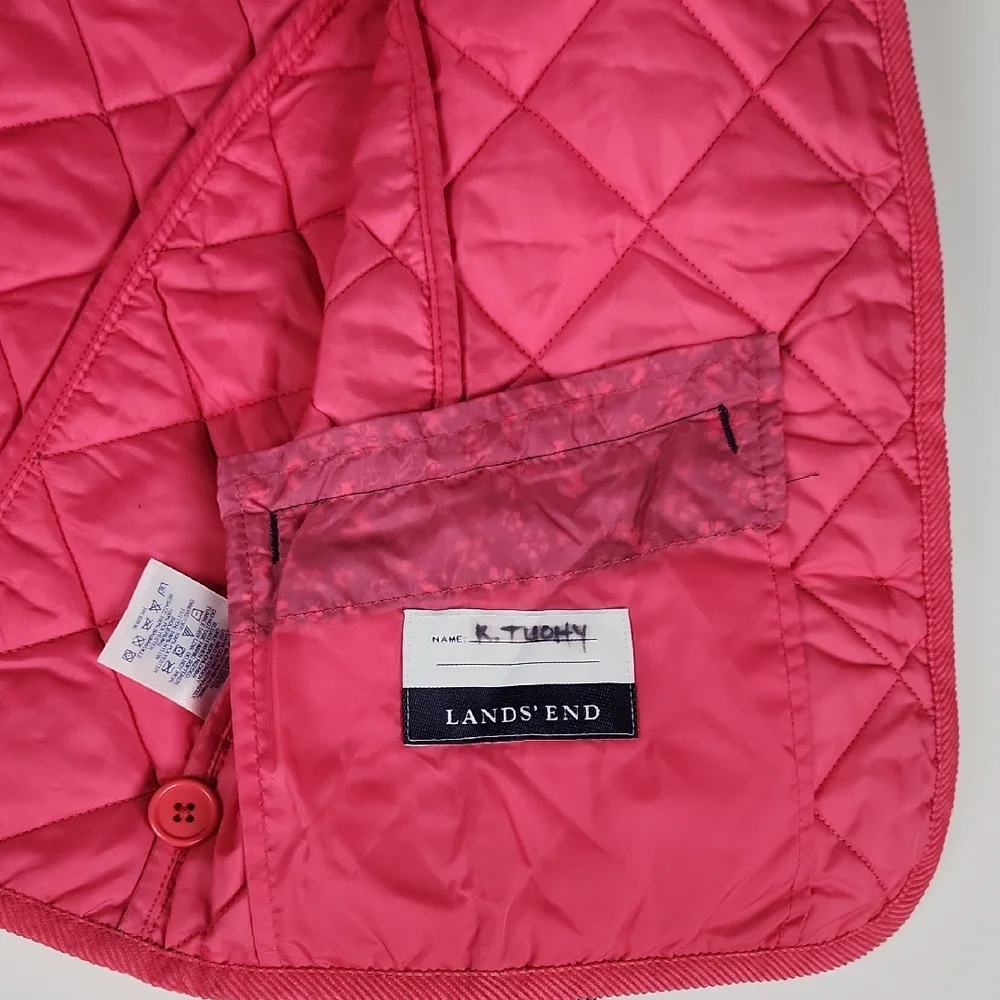 Lands' End- Kids - Floral Button Up Jacket w/ Pink Trim. Size M - Picture 3 of 4